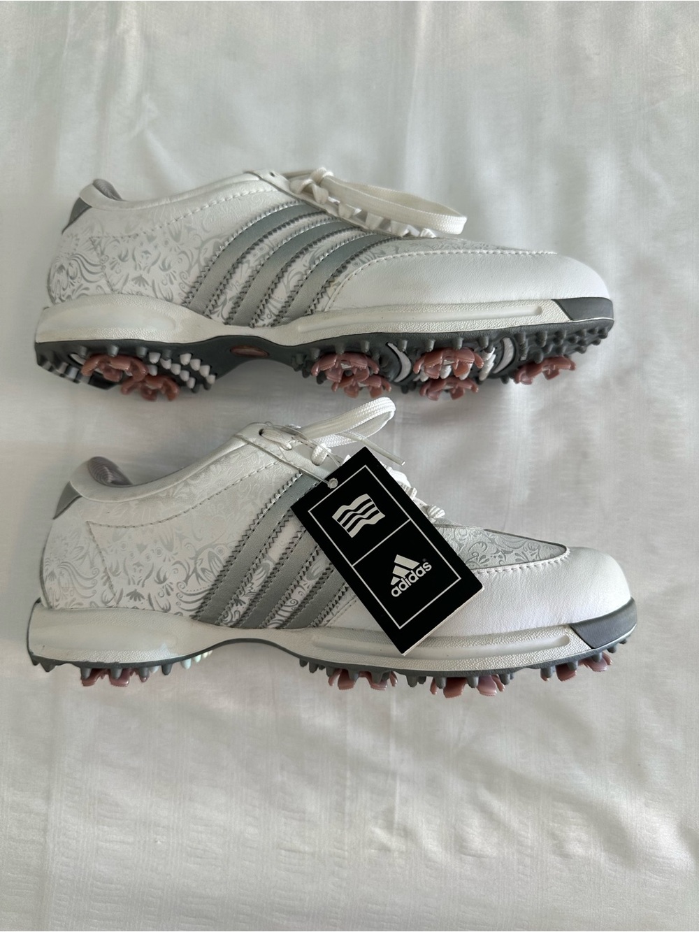 adidas White & Gray Women’s Golf Spiked Shoes